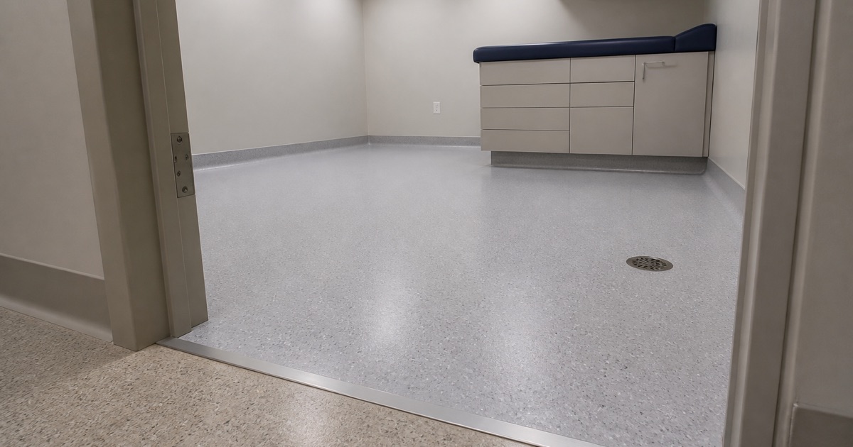 clinical treatment room, seamless and cleanable