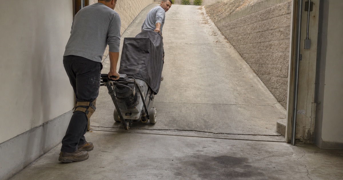 getting equipment up a steep foothill driveway