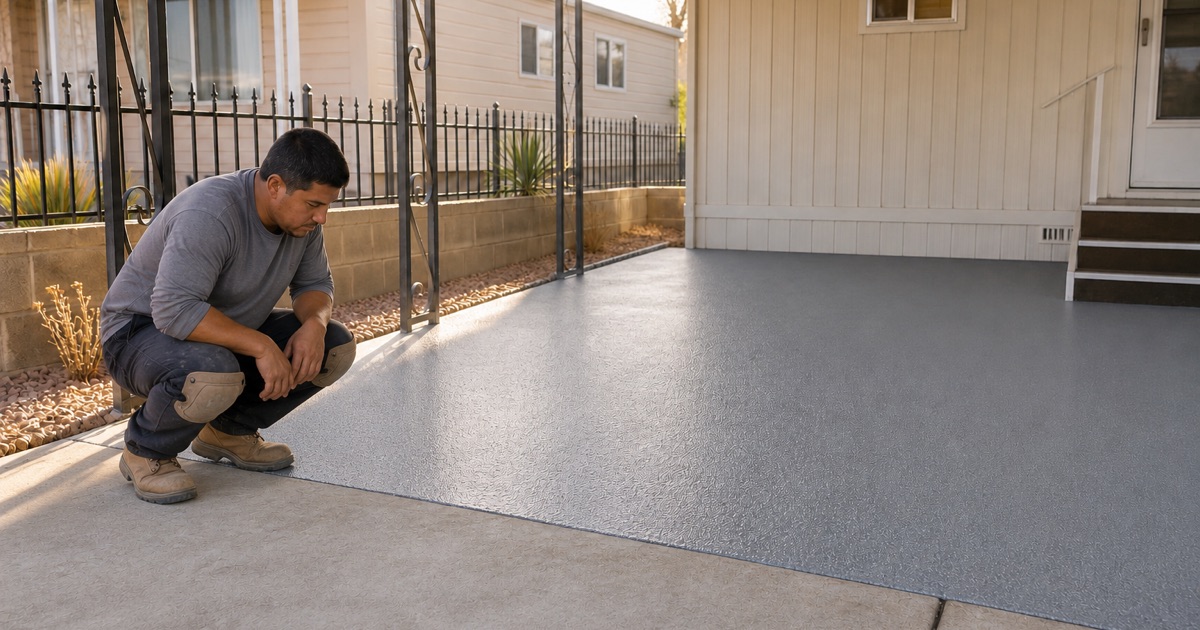 carport slab beside a manufactured home