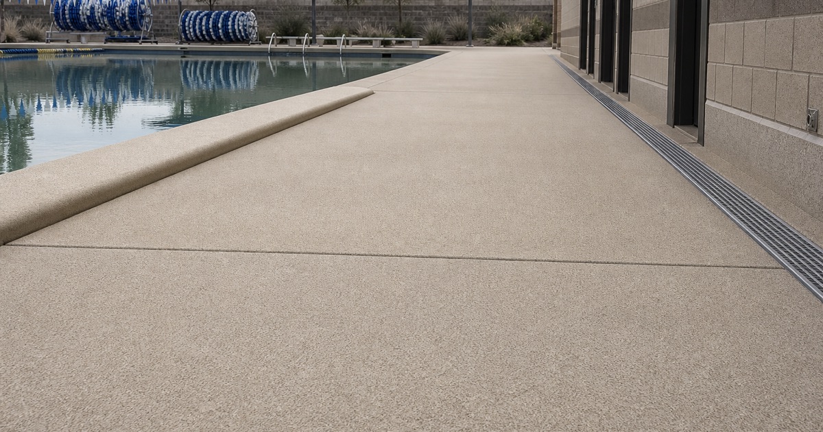 recreation facility pool deck before opening