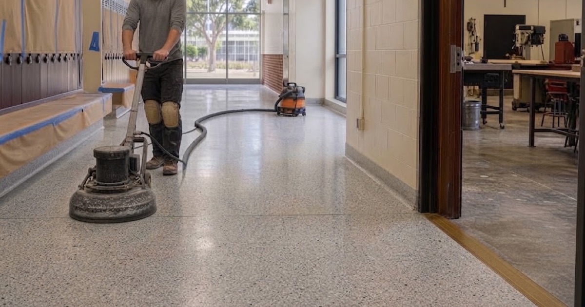 college corridor recoat during summer break
