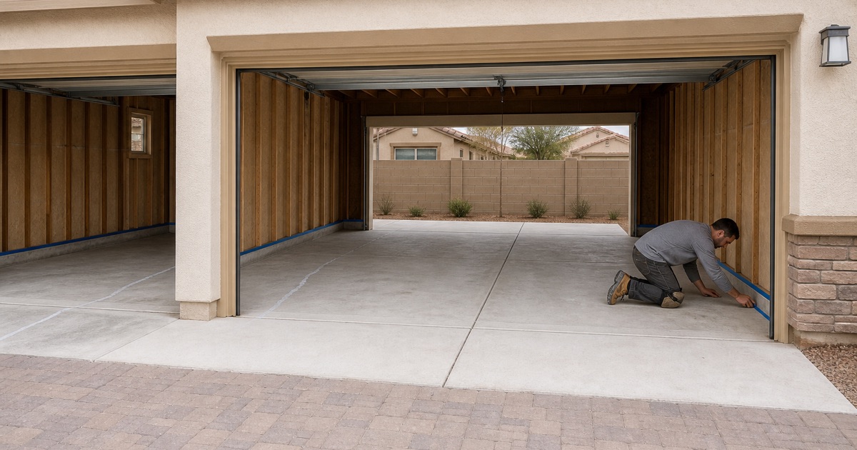 three-car master-planned garage, masking stage